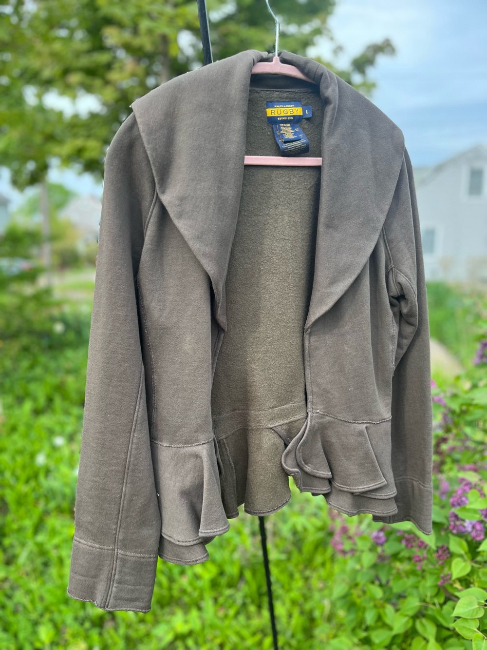 RARE Ralph Lauren RUGBY BRAND ruffle sweatshirt jacket top NWOT
